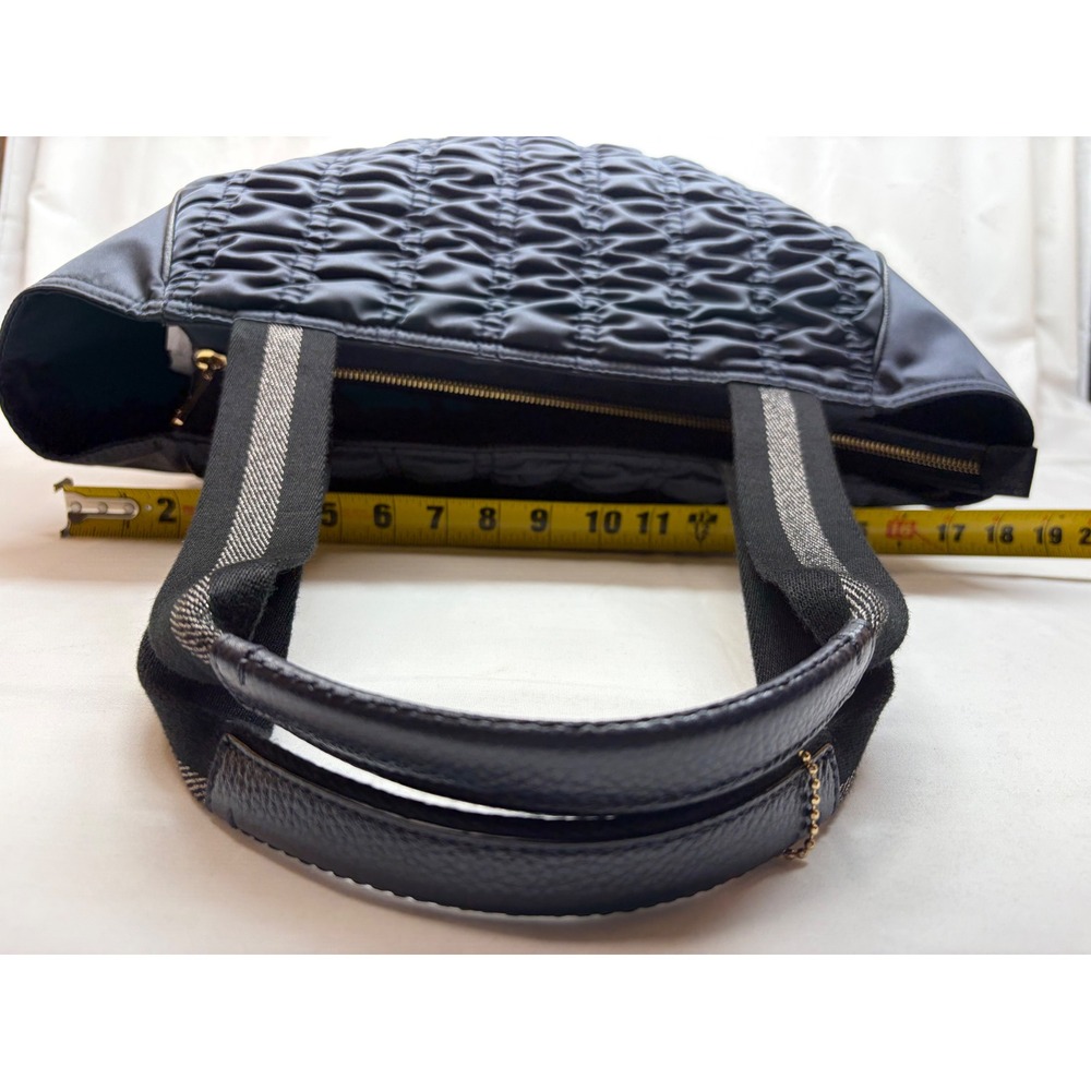 Coach Court Tote Black Ruched Quilted Nylon Pebble Leather Gold Hardware Bag - Picture 15 of 16